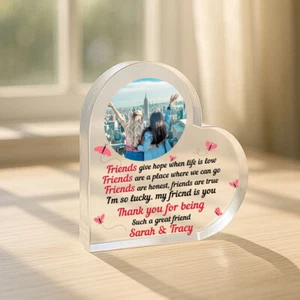 Personalised Gift For Best Friend Free Standing Photo Plaque Friendship Block - Picture 1 of 6