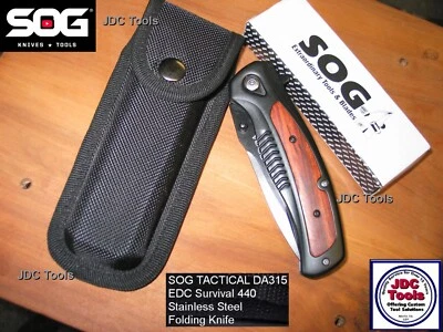 SOG Outdoor Folding Fishing Camping Tactical Black Spring Assist Pocket Knife - Image 1 of 4