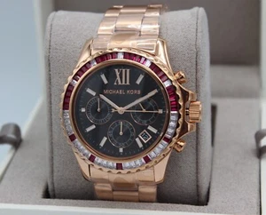 NEW AUTHENTIC MICHAEL KORS EVEREST ROSE GOLD PINK CRYSTALS MK6972 WOMEN'S WATCH - Picture 1 of 24