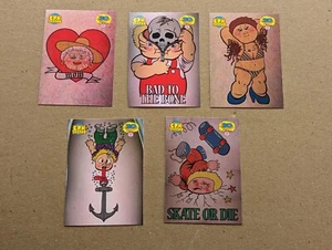 2015 GARBAGE PAIL KIDS 30TH ANNIVERSARY SUPER FAN TATTOO CARD SET 5/5 RARE GPK - Picture 1 of 2