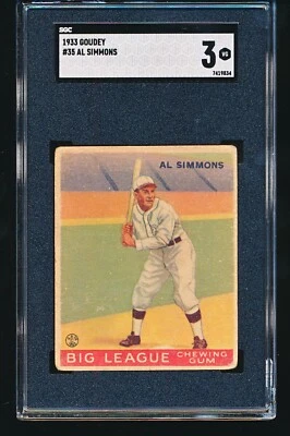 Goudey AL SIMMONS 1933 #35 SGC 3 Foto 1 de 2