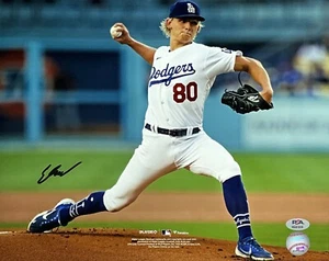 EMMETT SHEEHAN DODGERS SIGNED MLB DEBUT VS GIANTS 11X14 PHOTO BLACK PSA WITNESS - Picture 1 of 3