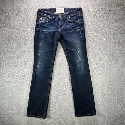 Big Star Jeans Womens 28L Blue Liv Boot Denim Distressed Western Cowgirl Hemmed - Image 1 of 4