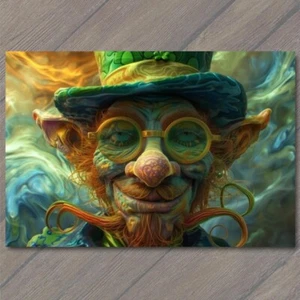 FLATCARD Leprechaun St. Patrick’s Day Bright Colors Weird Strange Wild Unusual - Picture 1 of 1