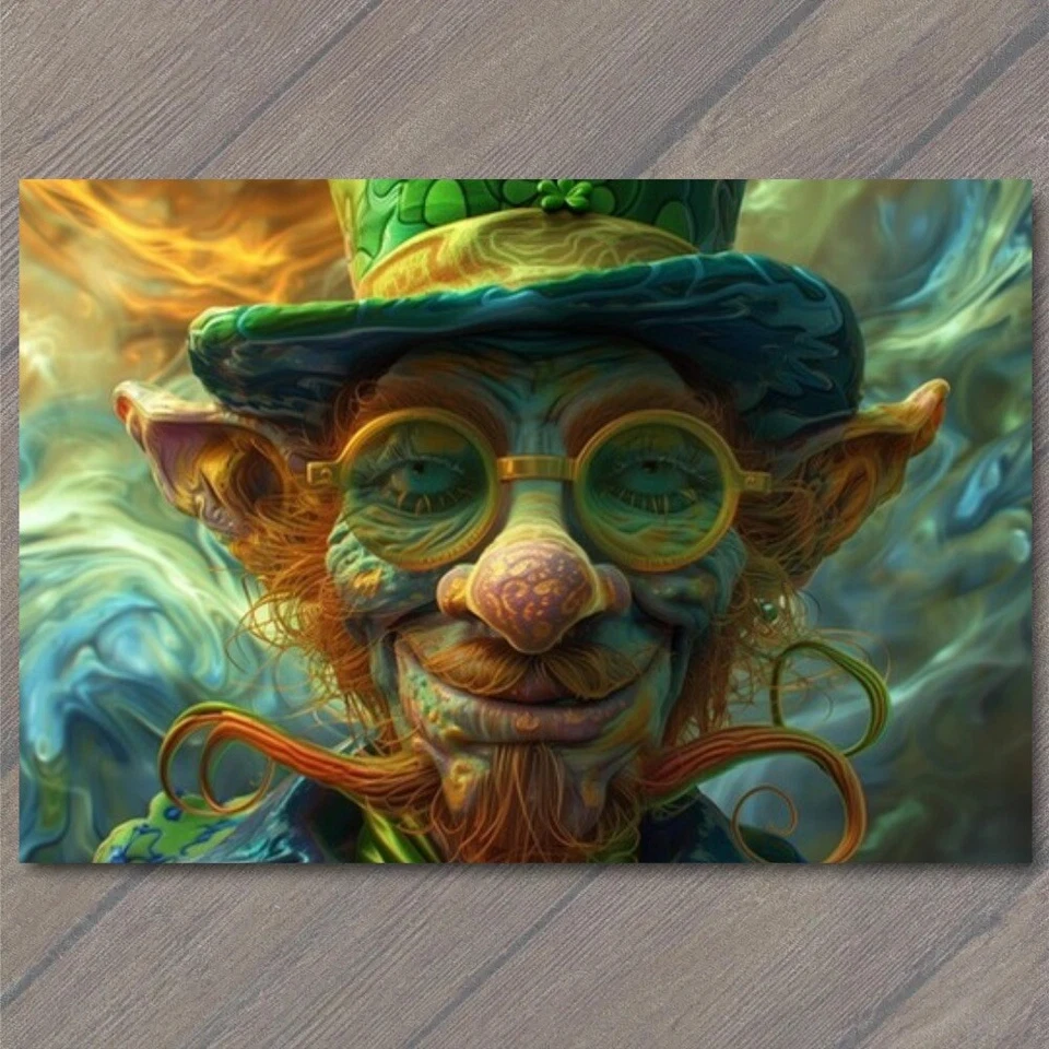 FLATCARD Leprechaun St. Patrick’s Day Bright Colors Weird Strange Wild Unusual - Image 1 of 1
