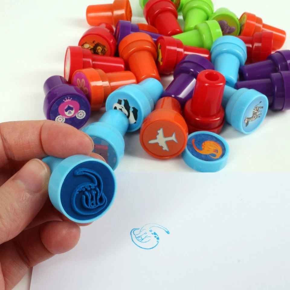 WHL 26 x SELLOS DE AUTOENTINTADO Niños Niños Arte Artesanía Divertido Estampadores Juguete de Aprendizaje de Animales