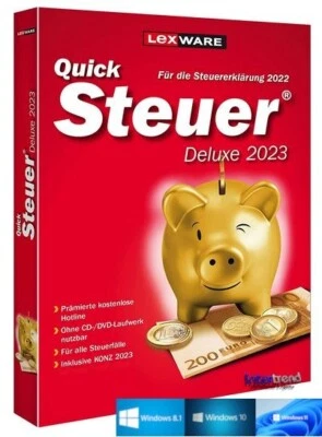 Lexware QuickSteuer Deluxe 2023 Vollversion + Konz Steuerjahr 2022 Download NEU - Bild 1 von 4
