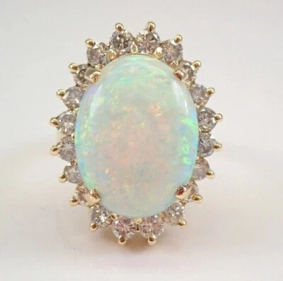 Genuine Fire Opal 3.00Ct Oval Cut Halo Engagement Ring 14K Yellow Gold Plated - Image 1 of 4