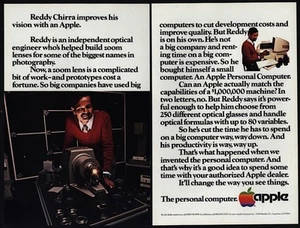 1981 APPLE Personal Computer - Engineer Reddy Chirra - STEVE JOBS - VINTAGE AD - Picture 1 of 1