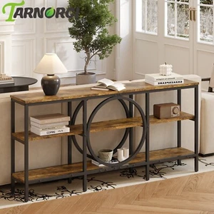 Sofa Table Industrial Console Table 3 Tier MDF and Metal Storage Entryway Table - Picture 1 of 12