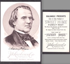 Andrew Johnson 1885 H603 J.D. Larkin & Co Sweet Home Soap Presidents Trade Card - Picture 1 of 9