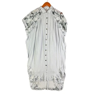 Free People Häkelkleid Shirt Blumenmuster hellblau Baumwolle Spitze Damen XS - Bild 1 von 9