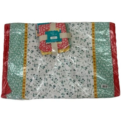 Pioneer Woman Placemat And Napkin Set Of 4 Flourish Ditsy Lace Trim Cotton Blend - Image 1 of 4