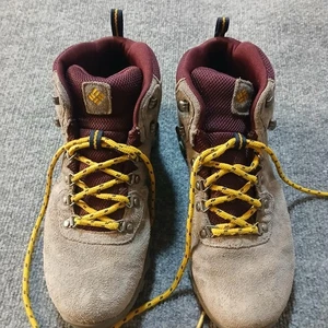Columbia Wanderschuhe Herren Größe 8,5 Hellbraun Wildleder Mittel Knöchel Trail Burgund Schnürung - Bild 1 von 7