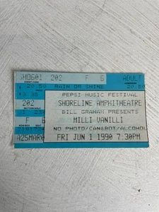 Vintage 1990 Pepsi Music Festival Shoreline Amphitheater Milli Vanilli Ticket - Bild 1 von 2