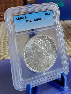 1899 S $1 ICG AU 58 Morgan Silver Dollar - Image 1 of 2