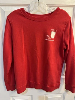 Mujer Antigua Sudadera Azul Marino Navidad Vacaciones Papá Noel Entiende Gráfico Vintage M Foto 1 de 4