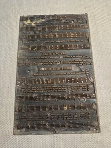 Vintage Buchdruck Druckblock NUR PLATTE Noten religiös Hymne SCHWER - Bild 1 von 5