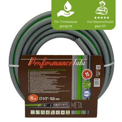 ALMA PLAST Trinkwasser- & Gartenschlauch 1/2", 15m-50m, Meta Steel