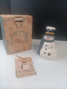"Crazy Mountain" Crackle Snowman Votive Holder from Helena Cook's Heartstrings - Picture 1 of 6