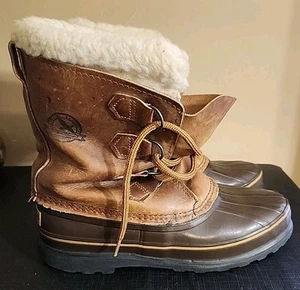 Sorel Womens Caribou Waterproof Insulated Winter Duck Snow Boots Size 9 Brown - Picture 1 of 13