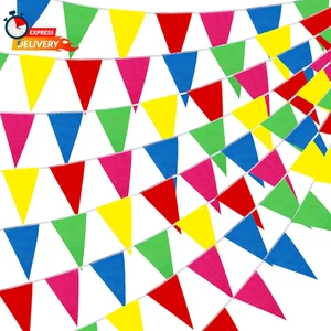 Ygeomer 300 Stück bunte Wimpel Banner Fahnen, 375Ft Multicolor Banner Karneval - Bild 1 von 7