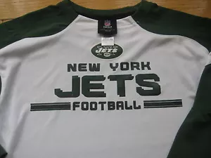 NEW YORK JETS FOOTBALL Youth White/Green NFL Coin Toss Long Sleeve Jersey Tee - Picture 1 of 3