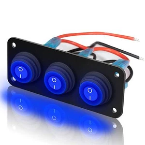 3 Gang 12V 20 Amp Toggle Rocker Switch Panel LED Breaker Waterproof Widely Fi... - Picture 1 of 8
