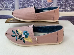 Toms Alpargata Größe 9 Earth Wise Ortholite Rose Rosa Blumen bestickt Design - Bild 1 von 15