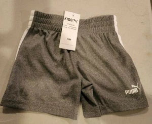 Boys Puma Grey w/White Drawstring Shorts Size Small  - Picture 1 of 2