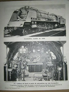 Gravure Locomotive modéle 1933 tableau de bord et poste de mécanicien - Imagen 1 de 1