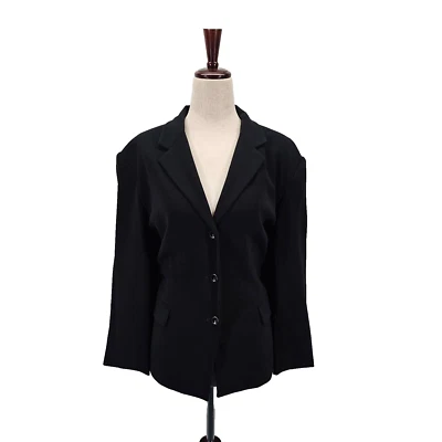Blazer Talbots Mujer Talla XL Negro Bolsillos Abotonados Elastizado Oficina Carrera Trabajo Foto 1 de 4