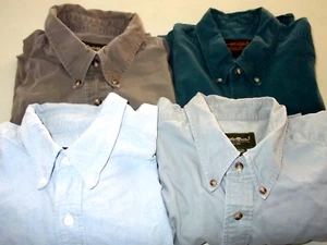 Vtg Lot 4 EDDIE BAUER Long Sleeve SOLID Collar Button Pocket SHIRTS/Size XL TALL - Picture 1 of 22