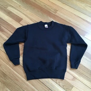 VTG 90s Fruit of the Loom Boys Crew Sweatshirt USA Black 10-12 - Picture 1 of 7