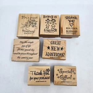 Juego de 7 estampillas de goma montadas en madera Business Memos retiradas 1999 - Imagen 1 de 6