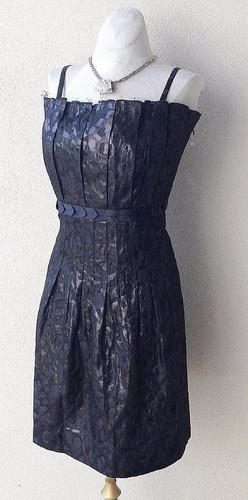 OFFERTA 1 SETTIMANA Tory Burch NUOVO "Renne" abito nero con frange metallizzate 10 SPETTACOLARE