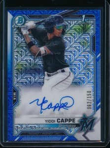 YIDDI CAPPE AUTO 2021 Bowman Chrome Prospects BLUE HTA CHOICE REFRACTOR #/150 RC