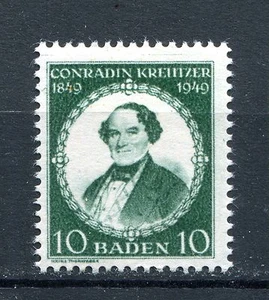 GERMANY FRENCH OCCUPATION ZONE BADEN 1948 CONRAD KREUTZER SCOTT 5N42 PERFECT MNH - Picture 1 of 1