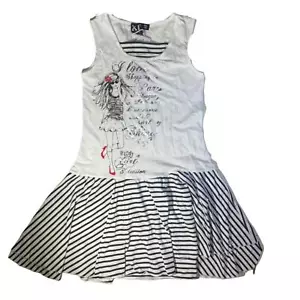 Mirtillo Teenager Mädchen weiß schwarz ärmelloses Kleid Sommer Alter 14 Jahre Größe neu UK - Bild 1 von 2