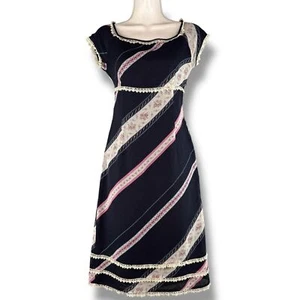 90er Vintage Cottage Core Midi Schlupfkleid mit Spitzendetail Gr. S skurril - Bild 1 von 7