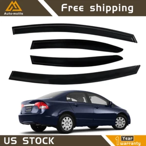 4Pcs Window Vent Visor Shade Rain Guard For 2006-10 2011 Honda Civic 4Door Sedan - Picture 1 of 10