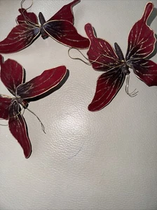 Butterfly Insect Christmas Ornaments Set Of 3  Beaded - Picture 1 of 3