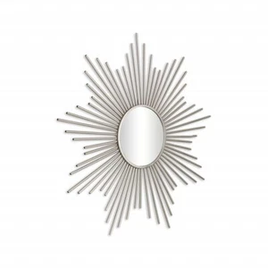 Striking Silver Metal Sunburst Design Wall Mirror - Picture 1 of 1
