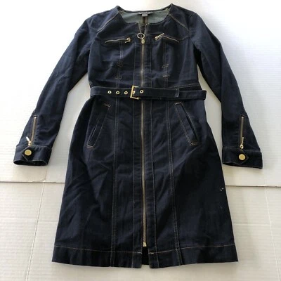 INC Dark Blue Denim Jean Shirt Dress Elated Funky Y2k Gold Sz 4 A1250 - Image 1 of 4