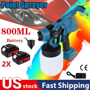 850W Electric Paint Sprayers 800ML HVLP Car Spray Paint Gun Cordless w/2 Battery - Picture 1 of 16