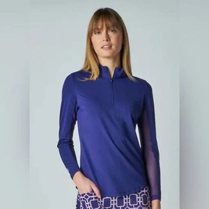 Neu mit Etikett Damen Gottex G Lifestyle True Navy Langarm angedeutetes Golfshirt S - Bild 1 von 8