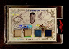 2021 LEAF ULTIMATE SPORTS ICONS QUAD JERSEY PATCH GORDIE HOWE SILVER HOLOFOIL /2