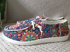 Colorful Flower Print Canvas Shoes, Lace Up, Lightweight Low Top Size 7.5 27cm 