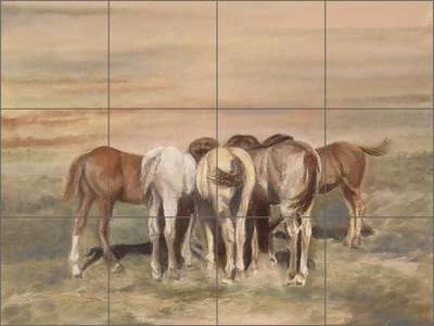 Ceramic Tile Mural Backsplash Hughbanks Horses Country Life Art DHA017 - Image 1 of 3