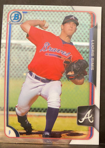 LUCAS SIMS, 2015, TOPPS/BOWMAN, Chrome, Baseball Trading Card, slight use